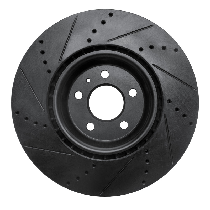 Audi A7 Brake Rotor (1) - Front Right - R1 Concepts - Drilled & Slotted - Black - `12-`20